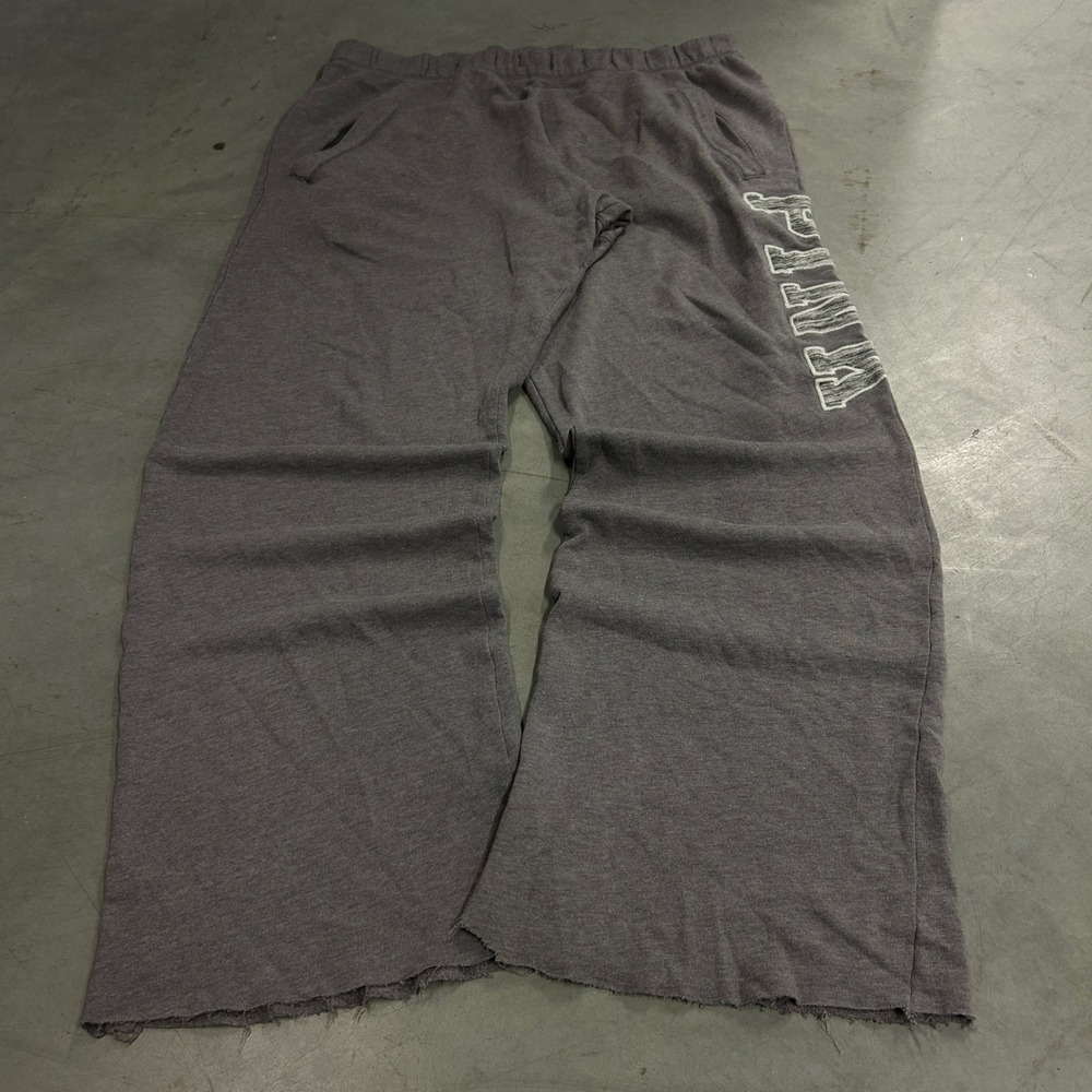 Pink Victoria's Secret Gray Wide Leg Sweatpants Large Logo Fleece Lounge Pants